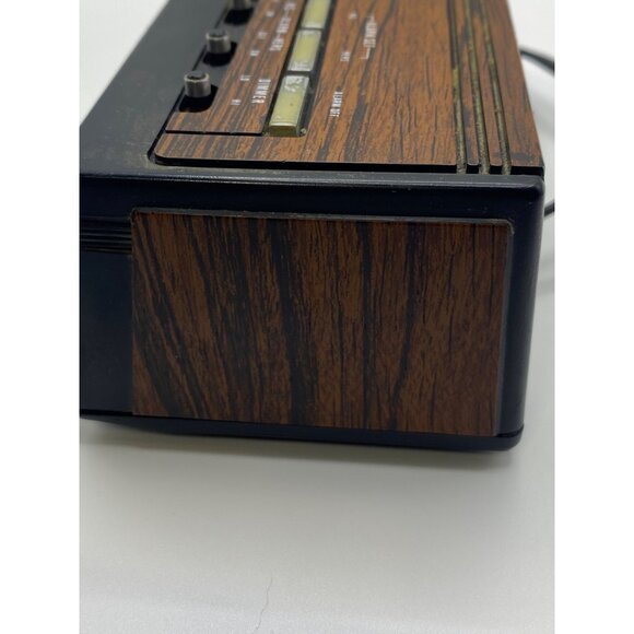 Vintage Cosmo Time Solid State Alarm Clock Radio Woodgrain Finish 1970s Retro St - Picture 9 of 14